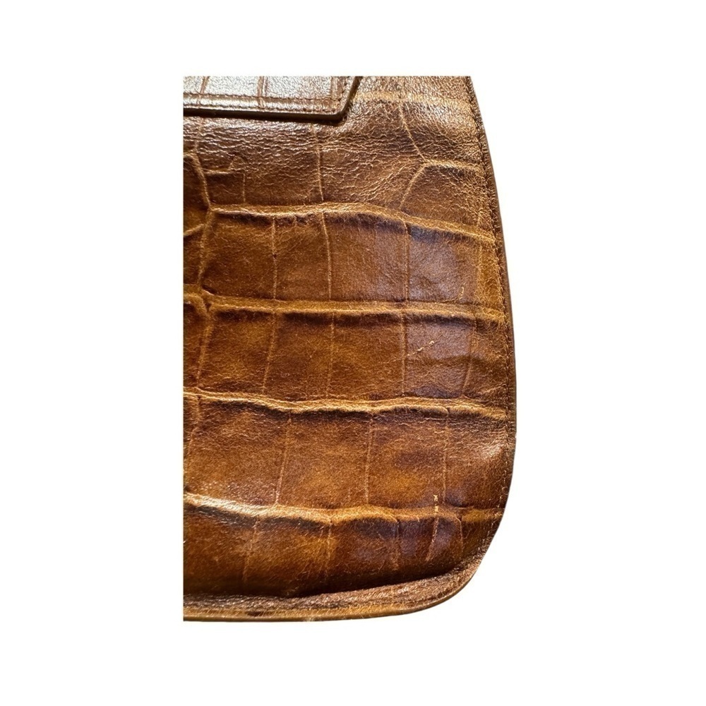 Krizia | Vintage Leather Crocodile Print Shoulder Bag Brown - Picture 7 of 11